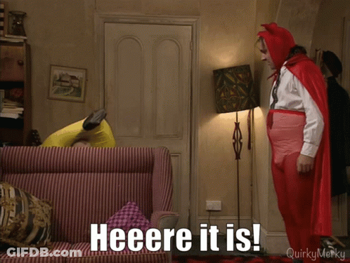 Man In Red Cape Heere It Is GIF
