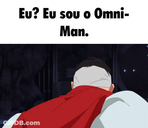 Man In Red Cape Saying Eu Eu Sou O Omni-Man GIF