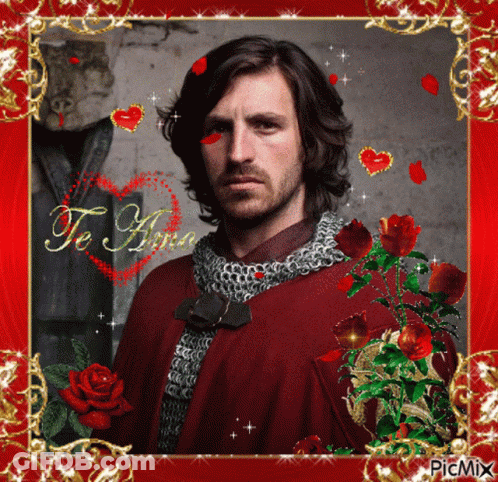 Man In Red Cape With Roses Te Amo GIF
