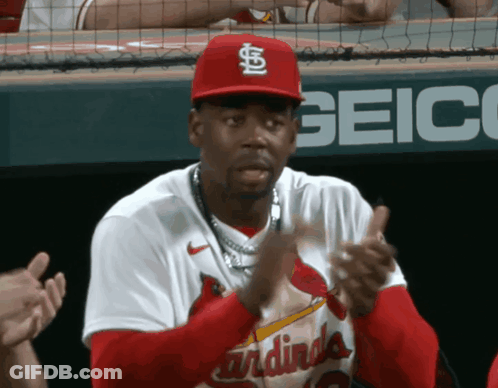 Man In Red Cardinals Jersey Clapping GIF