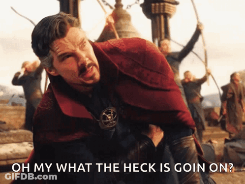 Man In Red Cloak Saying Oh My What The Heck Is Goin On GIF