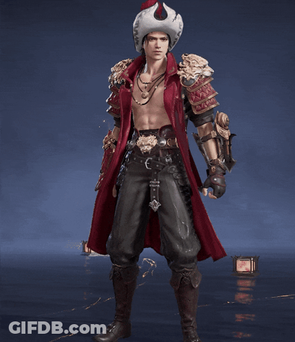 Man In Red Coat And White Hat GIF