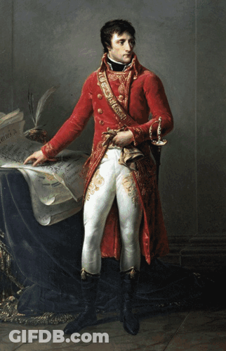 Man In Red Coat And White Pants With Francais Sash GIF