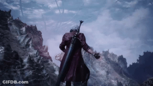 Man In Red Coat Holding Sword In Video Game GIF
