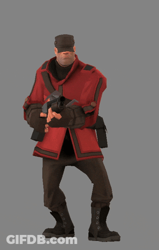 Man In Red Coat Saluting With Shotgun GIF