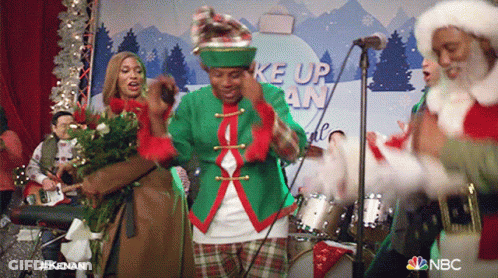 Man In Red Costume Making Funny Face Saying May D Forks B With U GIF