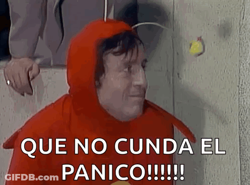 Man In Red Costume Saying Que No Cunda El Panico GIF