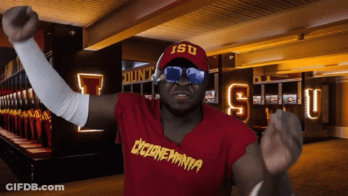 Man In Red Cyclonemania Shirt GIF