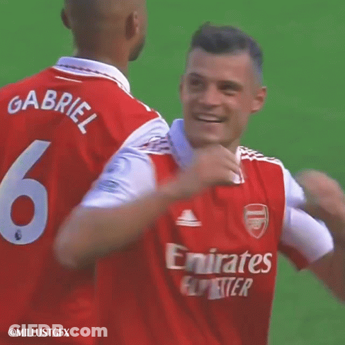 Man In Red Emirates Fly Better Jersey GIF