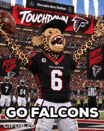 Man In Red Falcons Jersey Sitting In Stands GIF