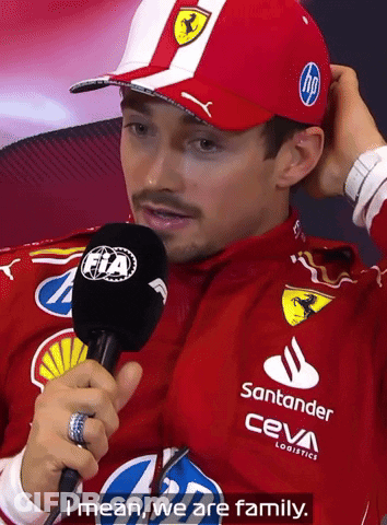 Man In Red Ferrari Hat Saying We Are Family GIF