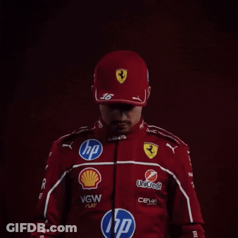 Man In Red Ferrari Racing Suit GIF