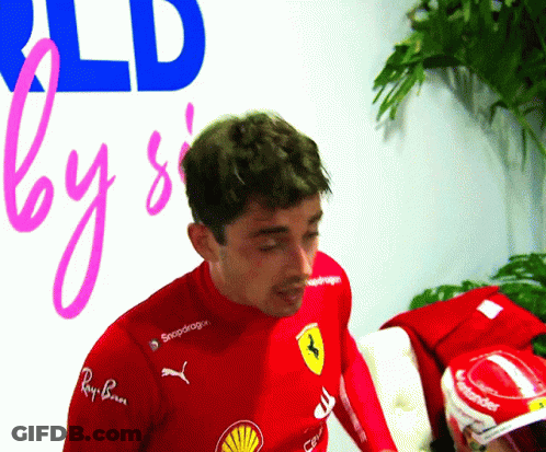 Man In Red Ferrari Shirt GIF