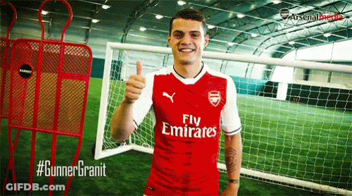 Man In Red Fly Emirates Jersey Thumbs Up GIF