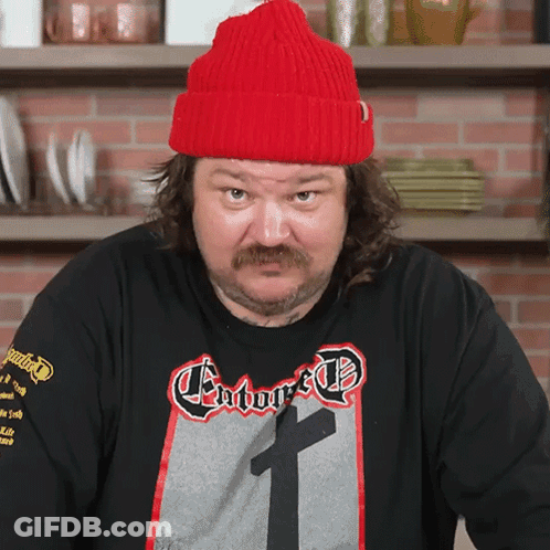 Man In Red Hat And Enforced T-Shirt GIF