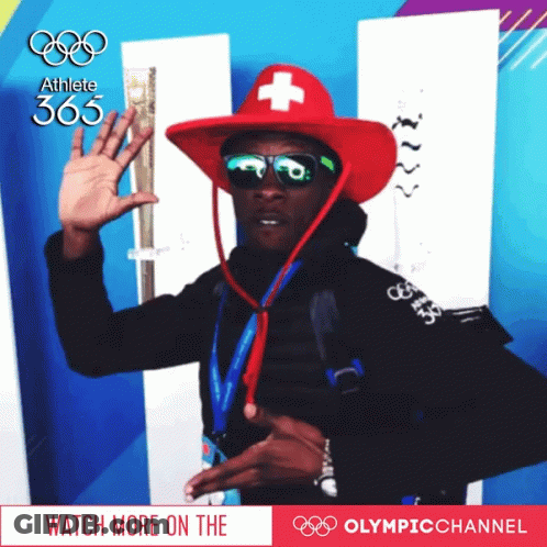 Man In Red Hat And Sunglasses Watch More On Olympic Channel GIF