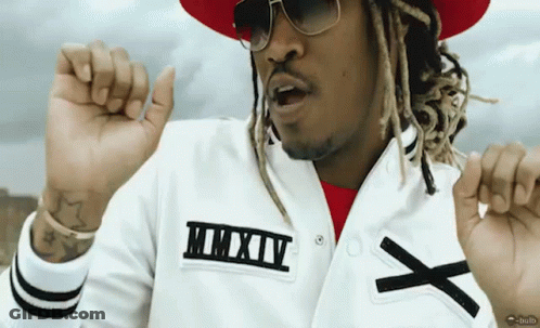 Man In Red Hat And Sunglasses Wearing MMXIV Jacket GIF