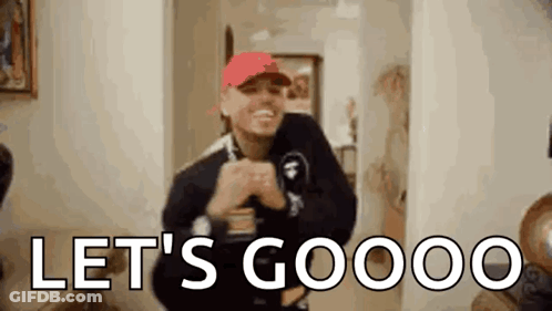 Man In Red Hat Dancing Let's Go GIF