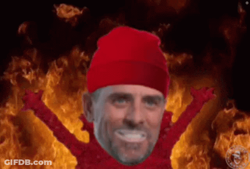 Man In Red Hat Facing Flames GIF