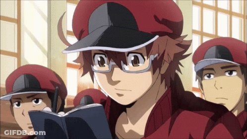 Man In Red Hat Reads Book To Red Hat Men GIF