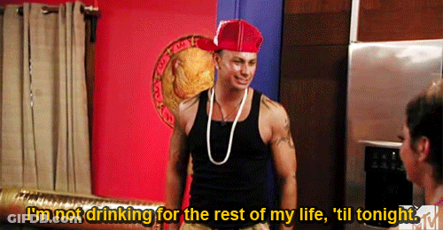 Man In Red Hat Says I'm Not Drinking For The Rest Of My Life Til Tonight GIF