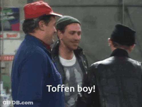 Man In Red Hat Says Toffen Boy To Another Man GIF