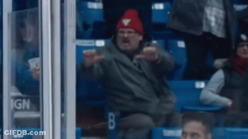 Man In Red Hat Sitting In Stadium GIF