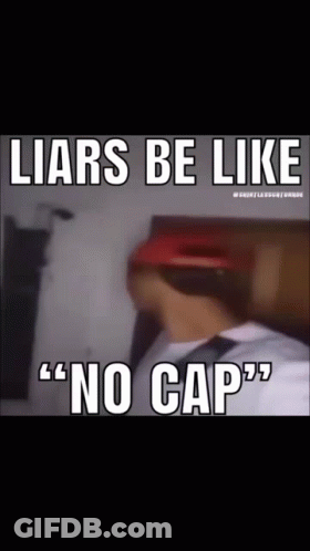 Man In Red Hat Sitting On Bed Liars Be Like No Cap GIF
