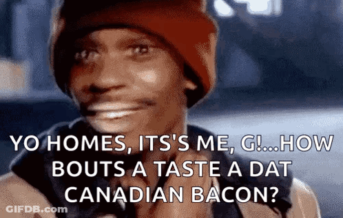 Man In Red Hat Smiling About Canadian Bacon GIF