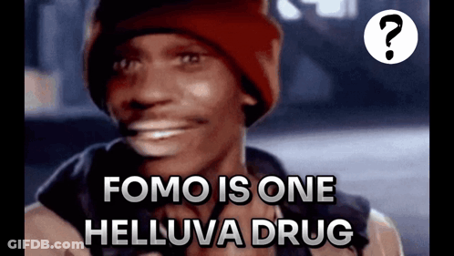 Man In Red Hat Smiling Fomo Is A Drug GIF