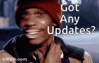 Man In Red Hat Smiling Saying Got Any Updates GIF