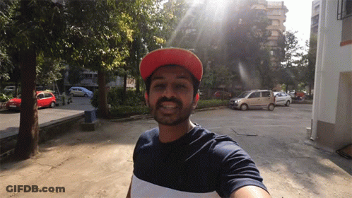 Man In Red Hat Taking Selfie GIF