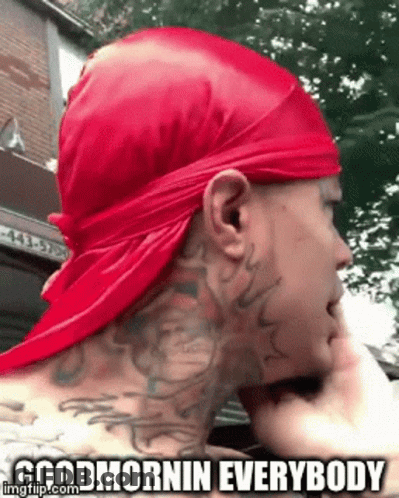 Man In Red Head Scarf Saying Good Morning Everybody GIF