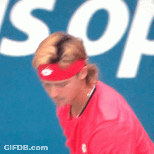 Man In Red Headband And Red Shirt In Front Of Son Sign GIF