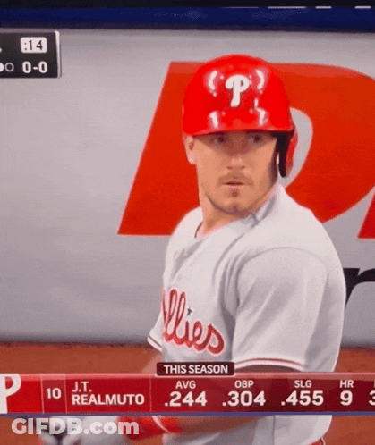Man In Red Helmet On Baseball Field GIF