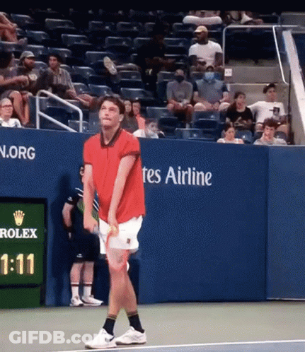 Man In Red Holding Tennis Racquet Rolex Court GIF