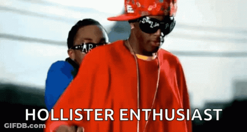 Man In Red Hollister Enthusiast Shirt With Sunglasses GIF