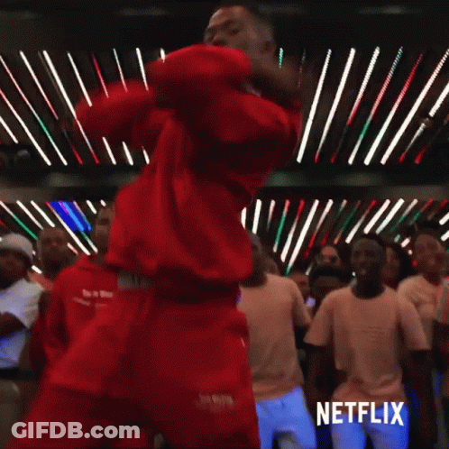 Man In Red Hoodie Dancing With Netflix Logo GIF