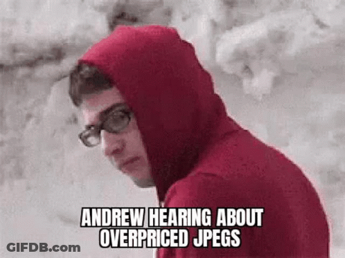 Man In Red Hoodie Glasses Hearing About Overpriced Jpegs GIF