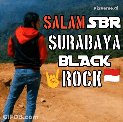 Man In Red Hoodie On Dirt Road With Salam Sbr Surabaya Black Rock GIF