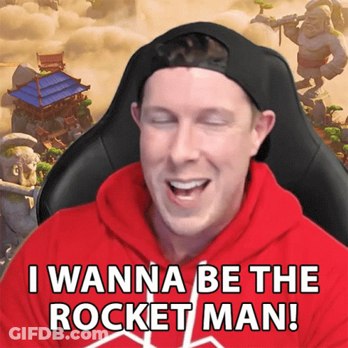 Man In Red Hoodie Saying I Wanna Be The Rocket Man GIF