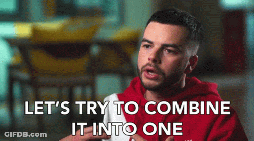 Man In Red Hoodie Saying Let's Try To Combine It Into One GIF