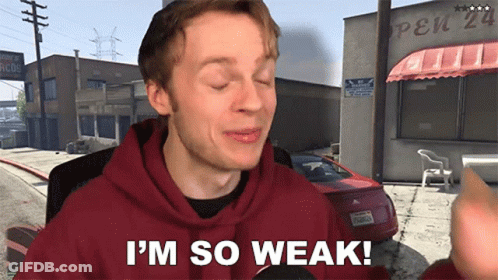 Man In Red Hoodie Says I'm So Weak GIF