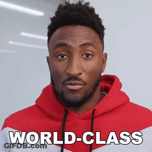 Man In Red Hoodie With World-Class On Face GIF