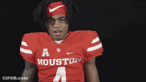 Man In Red Houston Jersey And White Gloves GIF