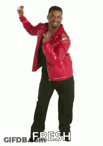 Man In Red Jacket And Black Pants Dancing Fresh GIF