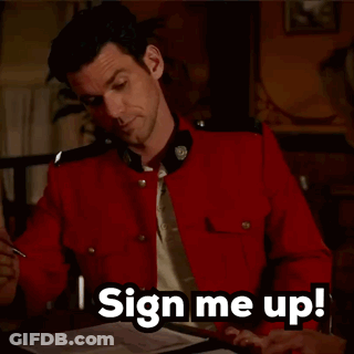 Man In Red Jacket And Woman Sign Me Up GIF