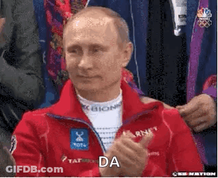 Man In Red Jacket Clapping GIF