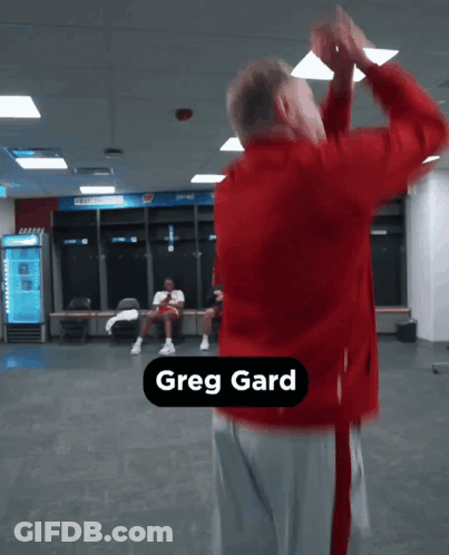 Man In Red Jacket Dancing Greg Gard GIF