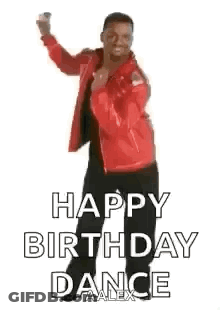 Man In Red Jacket Dancing Happy Birthday GIF